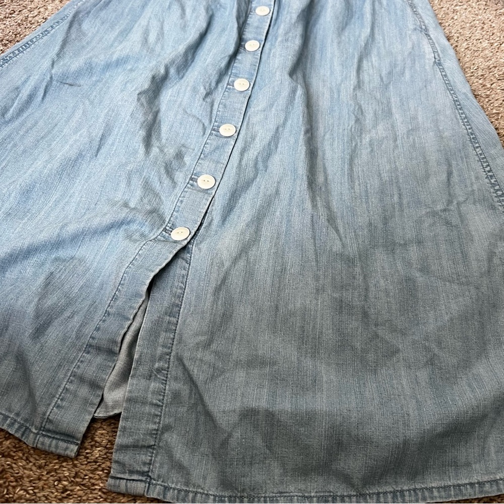 Madewell Light Blue Button-Front A-Line Denim Skirt - Picture 3 of 12